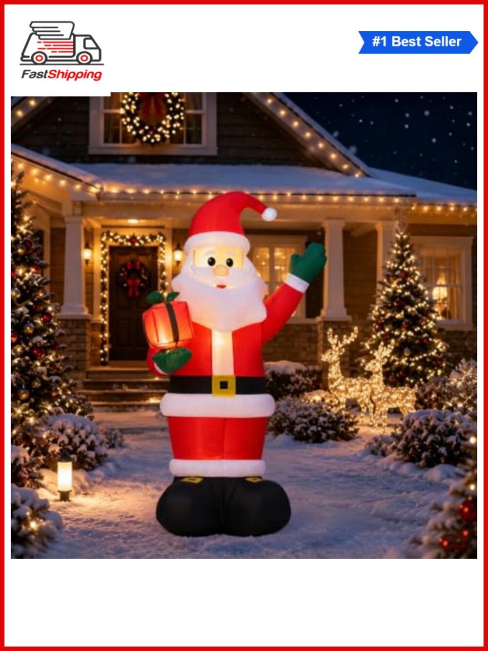 🎅 4FT Christmas Inflatable Santa Claus LED Light Up Blow Up Yard Decor